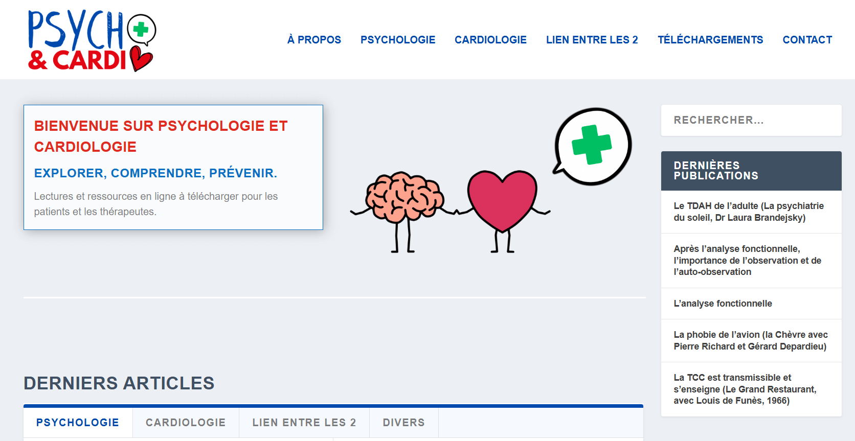 ecran accueil site psychologie et cardiologie